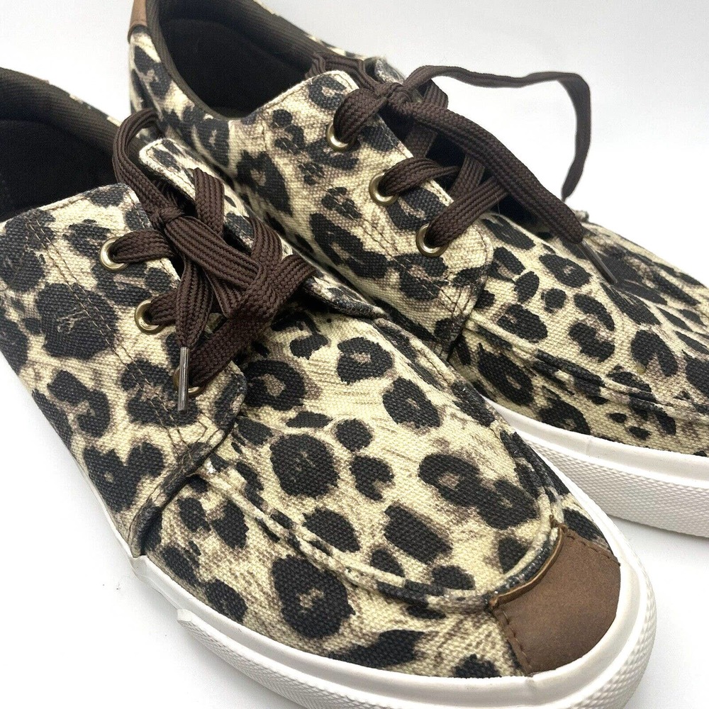 Roper Women’s Angel Fire Cheetah Leopard Casual Canvas Size 11 Lace Up Shoes